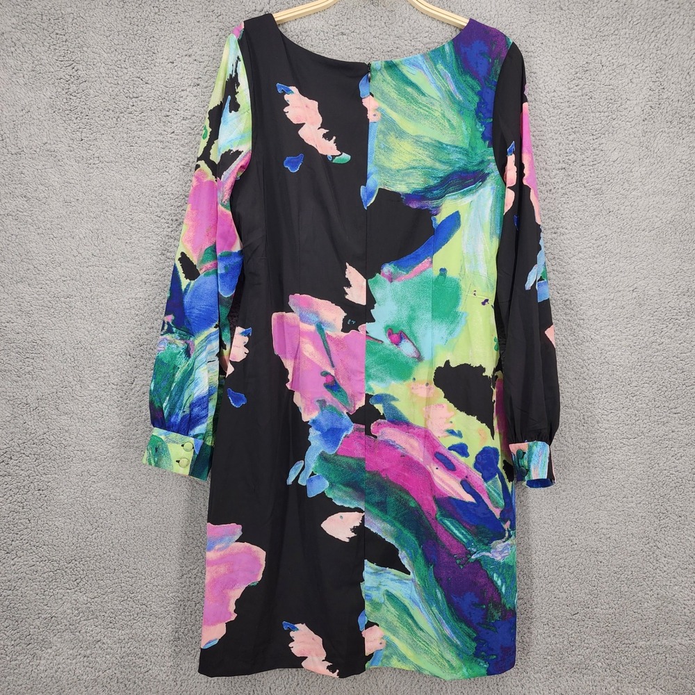 Donna Ricco Size 10 Floral Print Dress Long Sleeve Colorful Party Cocktail - Picture 5 of 16